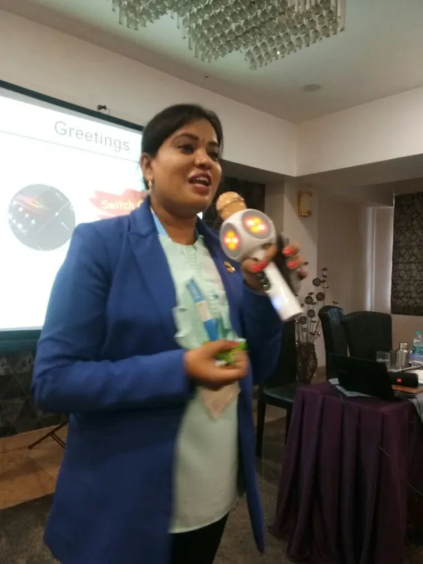 Dr. Abha Jain speaking at a wellness session